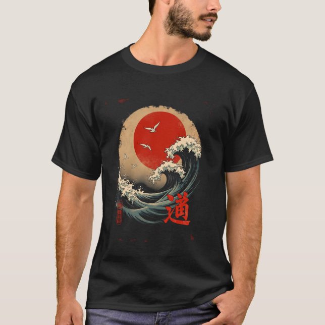 Camiseta arte da onda japonesa (Frente)