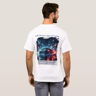 Camiseta Arte da Paisagem Urbana de Neon Drift City