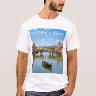 Camiseta Arte da Paisagem Urbana Romântica do Ponte Vecchio