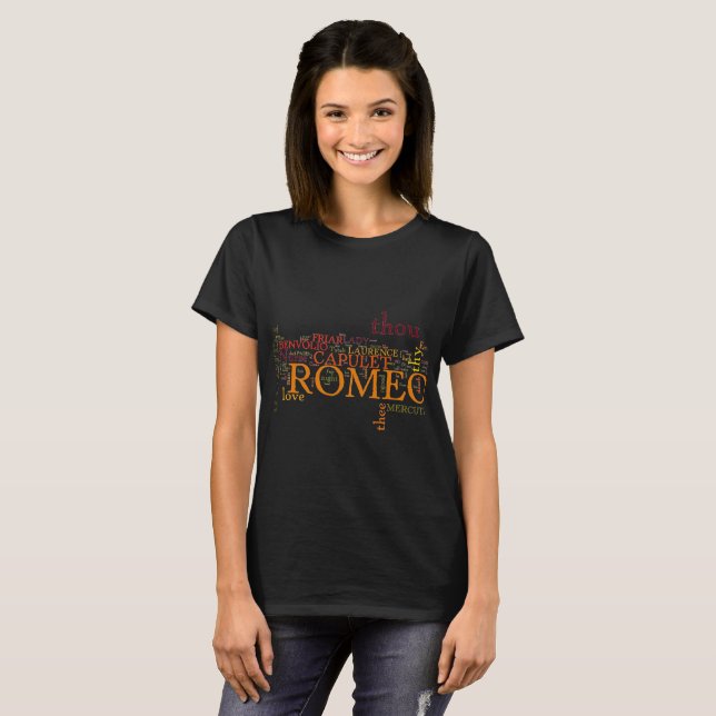 Camiseta Arte da palavra de Romeo e de Juliet (Frente Completa)