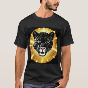 Camiseta Arte da Pantera Negra com um Halo Dourado Radiante
