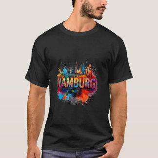 Camiseta Arte da Silhueta de Hamburgo - Desenho Vibrante da