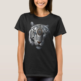Camiseta Arte da Tigre Branca Mandala Animal Tigre