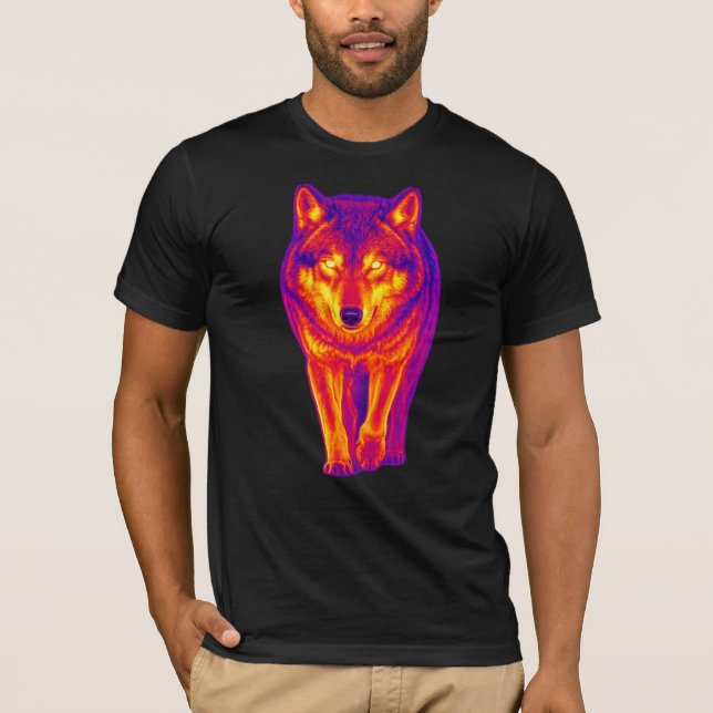 Camiseta Arte da Visão Térmica do Lobo (Frente)