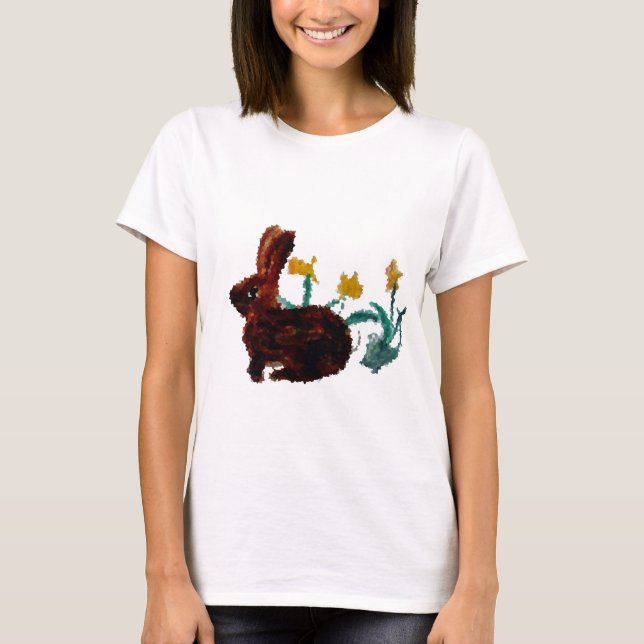 Camiseta Arte Daffodil do Coelho Primavera (Frente)