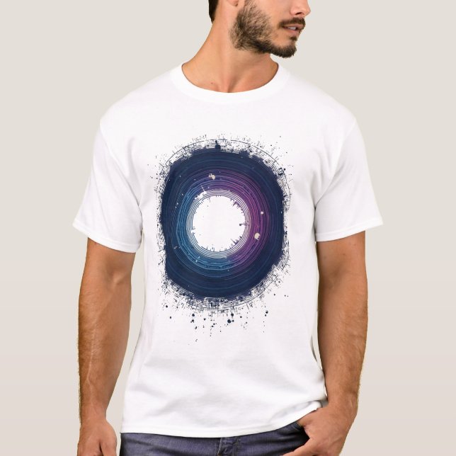 Camiseta Arte de abertura circular abstrato - Tinta digital (Frente)