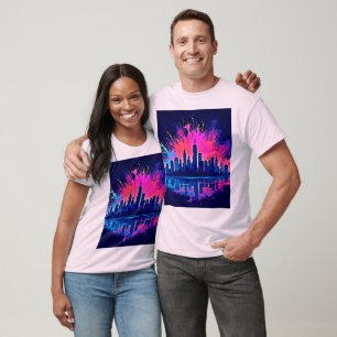 Camiseta Arte de abertura de paisagem urbana vibrante