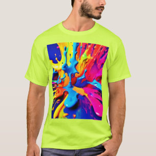 Camiseta Arte de abertura de pintura vibrante em cores escu