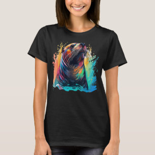 Camiseta Arte de abertura do Amante de os animais do Leão d