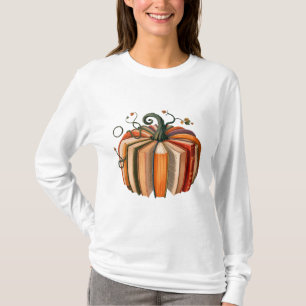 Camiseta Arte de Abóbora de Livro Antigo Outono Academia So