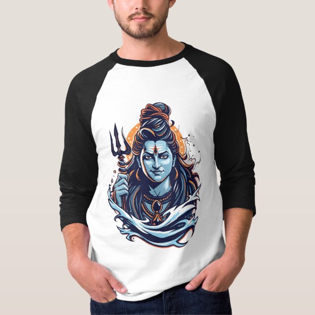 Camiseta Arte de Adiyogi do Senhor Shiva - Tridente Poderos (Frente)