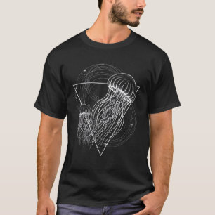 Camiseta Arte de Água-Viva Design Geométrico Design para Am