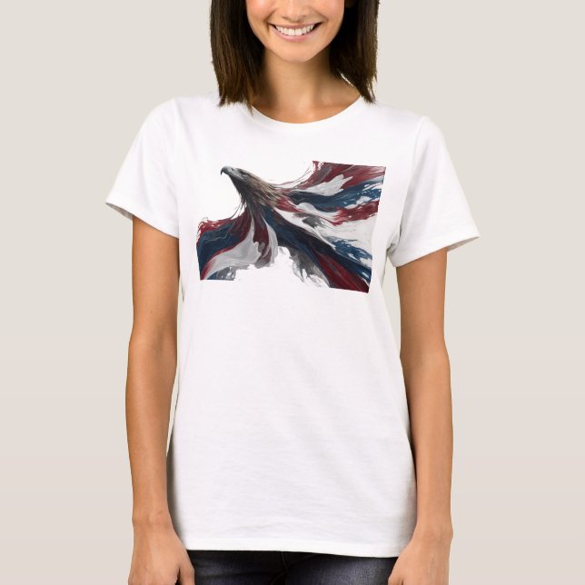 Camiseta Arte de Águia Abstrata Dourada Ousada (Frente)