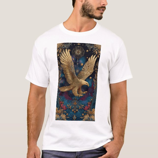 Camiseta arte de águia dourada celestial (Frente)