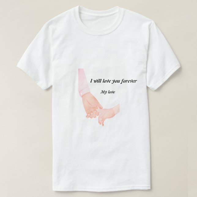 Camiseta Arte de Amor Mão - Pai e Criança Segurando Han (Frente do Design)