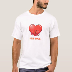 Camiseta Arte de Amor Próprio com Coração Fofo Design