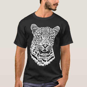 Camiseta Arte de Animais Selvagens de Cabeça-Leopardo Bran