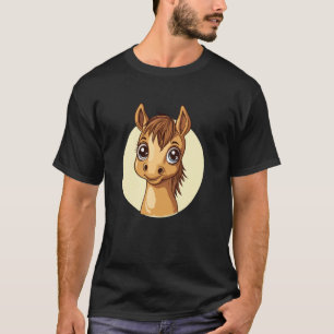 Camiseta Arte de Animal Adorável Desenho de Cavalo Fofo