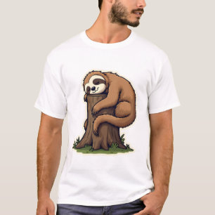 Camiseta Arte de Animal Fofo Floresta de Preguiça Antiga 2