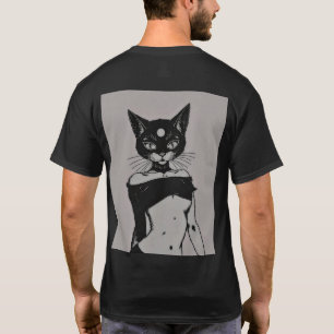 Camiseta Arte de Anime Estética Goth de Gato Preto Fofo