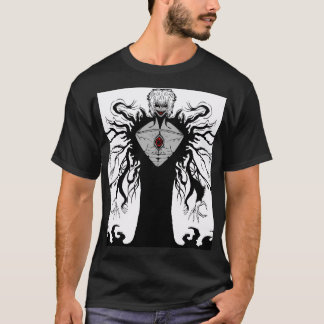 Camiseta Arte de Anime Fantasia Sombria de Corvo e Demônio