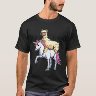Camiseta Arte de Aniversário de Alpaca Lhama Montando um Un