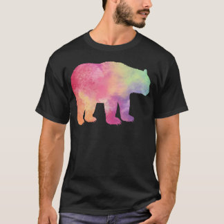 Camiseta Arte de Aquarela Colorida do Urso
