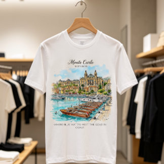 Camiseta Arte de Aquarela Monte Carlo Mônaco
