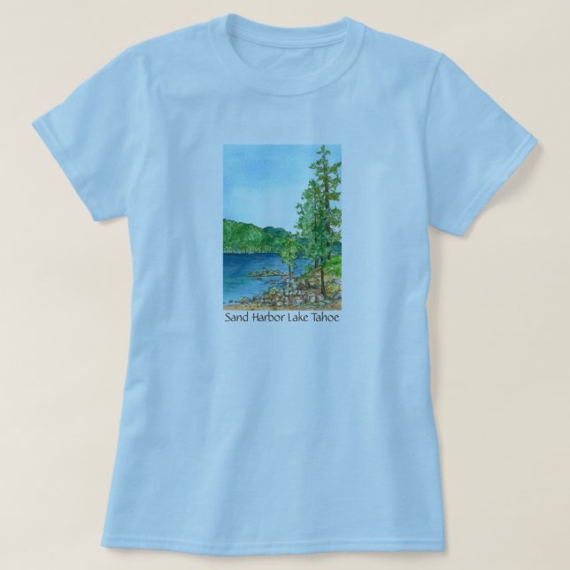 Camiseta Arte de Aquarela Tahoe no Lago Harbor (Frente do Design)