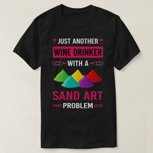 Camiseta Arte De Areia De Bebidas De Vinho (Frente do Design)