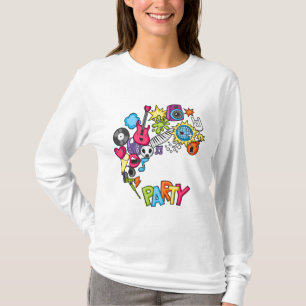 Camiseta Arte de Arroz do Partido Musical Kawaii Vibrant