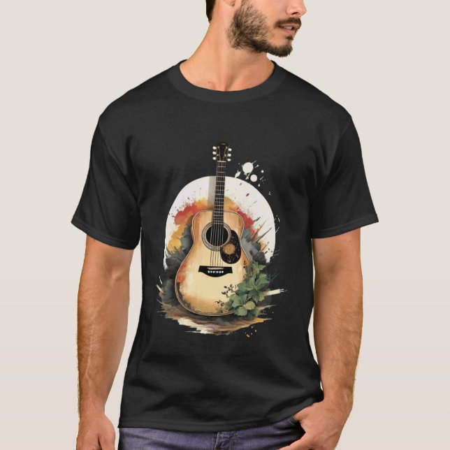Camiseta Arte de árvore de violão (Frente)
