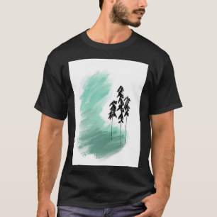 Camiseta arte de árvore verde escandinava simples menta mod