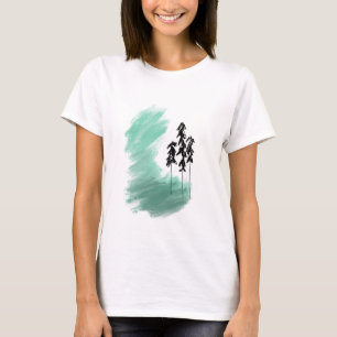 Camiseta arte de árvore verde escandinava simples menta mod