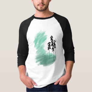 Camiseta arte de árvore verde escandinava simples moderno m
