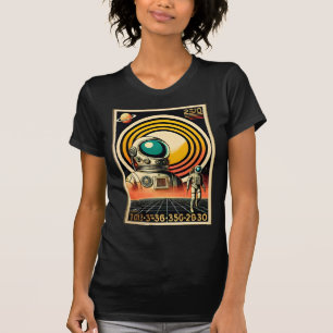 Camiseta Arte de Astronauta Pousando da Era Espacial de Mea