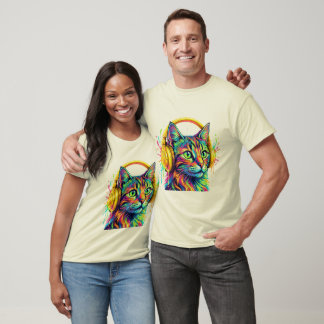 Camiseta Arte de auscultadores de gato neon psicodélico