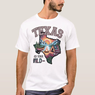 Camiseta Arte de Aventura ao Ar Livre Vintage Texas Encontr