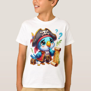 Camiseta Arte de Aventura do Papagaio Pirata Fofo