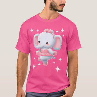 Camiseta Arte de Bailarina de Elefante Adorável