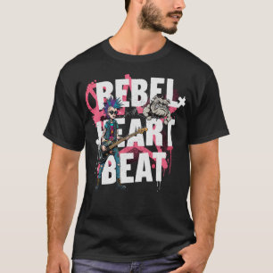 Camiseta Arte de Baixo de Punk Rock Rebelde do Coração