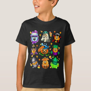 Camiseta Arte de Balde de Lanche de Halloween Divertida Par