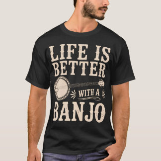Camiseta Arte de Banjo Engraçada para Tocador de Banjo de C
