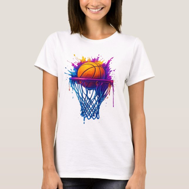Camiseta Arte de Basquete - Design de Esporte Vibrante (Frente)