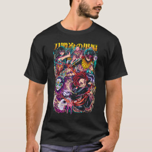 Camiseta Arte de Batalha dos Hashira e Demônios de Demon Sl