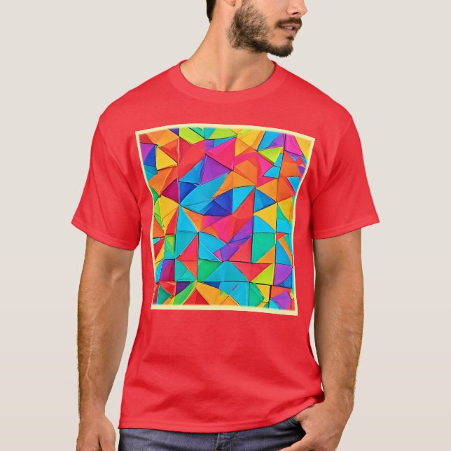 Camiseta Arte de blocos de cores geométricas vibrantes (Frente)