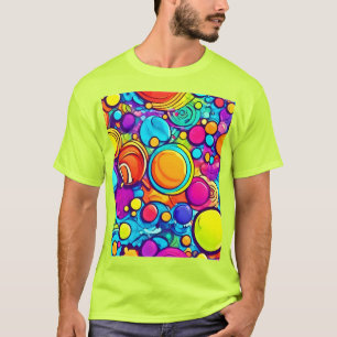 Camiseta Arte de Bolhas Abstratas Vibrantes