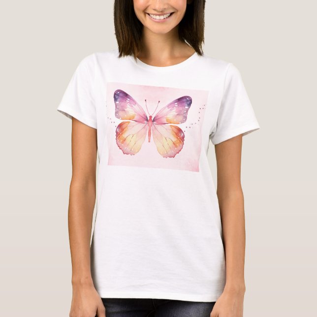 Camiseta Arte de Borboleta em Aquarela (Frente)