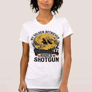 Camiseta Arte de Bruxa de Halloween do Golden Retriever and