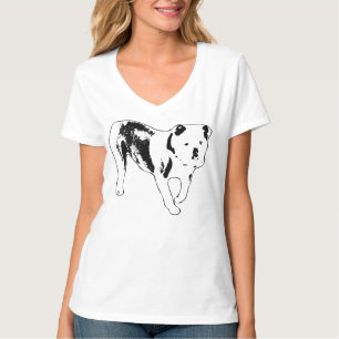 Camiseta Arte de Bulldog Poderoso Vista Lateral Preto e Bra